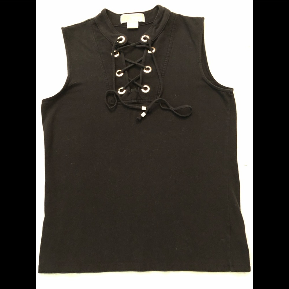 MichealKors black sleeves gold lace holes